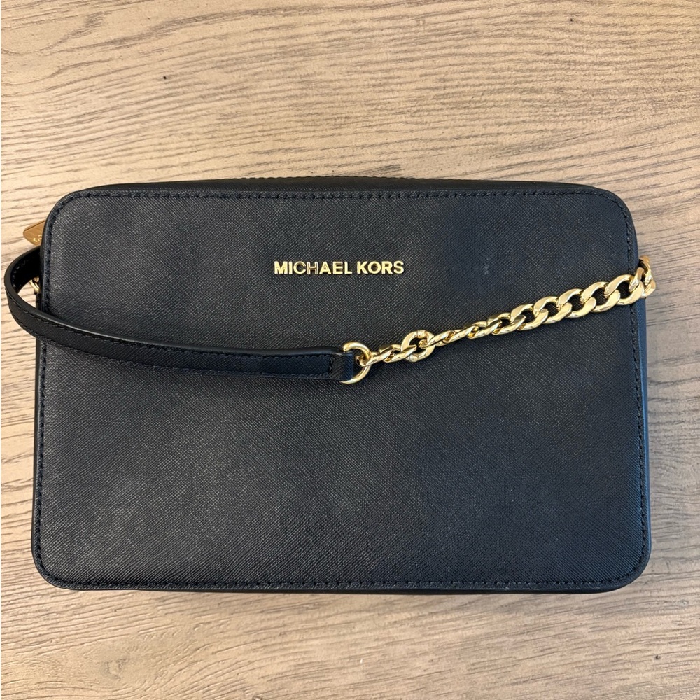 Michael Kors Black crossbody with Gold Chain Accent